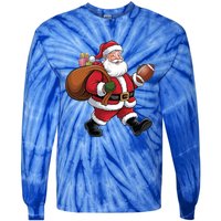 Santa Football Christmas Santa Claus Football Player Xmas Funny Gift Tie-Dye Long Sleeve Shirt