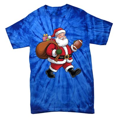 Santa Football Christmas Santa Claus Football Player Xmas Funny Gift Tie-Dye T-Shirt