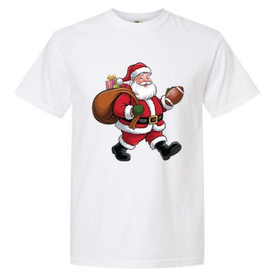 Santa Football Christmas Santa Claus Football Player Xmas Funny Gift Garment-Dyed Heavyweight T-Shirt