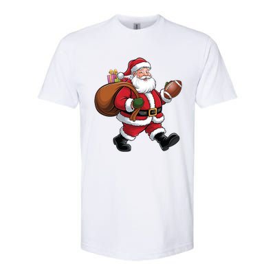 Santa Football Christmas Santa Claus Football Player Xmas Funny Gift Softstyle CVC T-Shirt