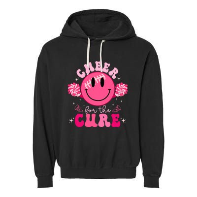 Smile Face Cheer For A Cure Cheerleading Breast Cancer Mom Garment-Dyed Fleece Hoodie