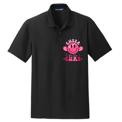 Smile Face Cheer For A Cure Cheerleading Breast Cancer Mom Dry Zone Grid Polo