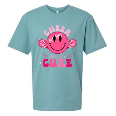 Smile Face Cheer For A Cure Cheerleading Breast Cancer Mom Sueded Cloud Jersey T-Shirt