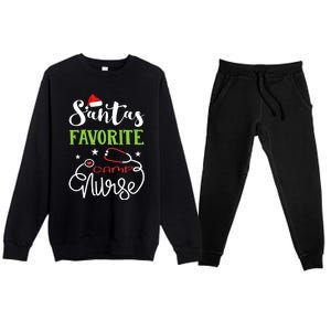 Santa Favorite Camp Nurse Xmas Light Hat Rn Christmas Great Gift Premium Crewneck Sweatsuit Set