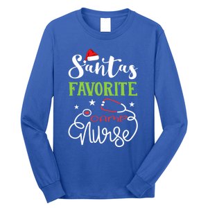 Santa Favorite Camp Nurse Xmas Light Hat Rn Christmas Great Gift Long Sleeve Shirt