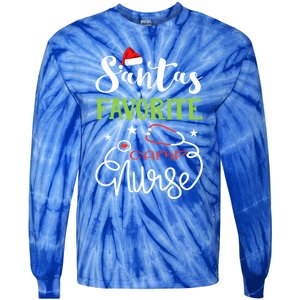 Santa Favorite Camp Nurse Xmas Light Hat Rn Christmas Great Gift Tie-Dye Long Sleeve Shirt