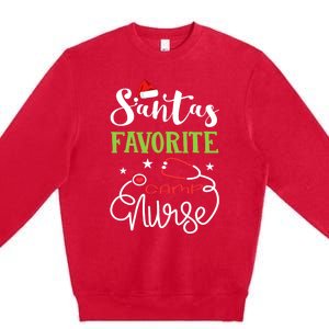 Santa Favorite Camp Nurse Xmas Light Hat Rn Christmas Great Gift Premium Crewneck Sweatshirt