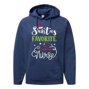 Santa Favorite Camp Nurse Xmas Light Hat Rn Christmas Great Gift Performance Fleece Hoodie