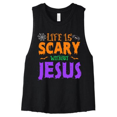 Scary Fall Christian Halloween Decorations Women's Racerback Cropped Tank