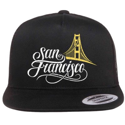 San Francisco California Golden Gate Bridge Vintage Flat Bill Trucker Hat