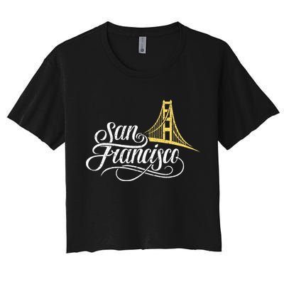 San Francisco California Golden Gate Bridge Vintage Women's Crop Top Tee