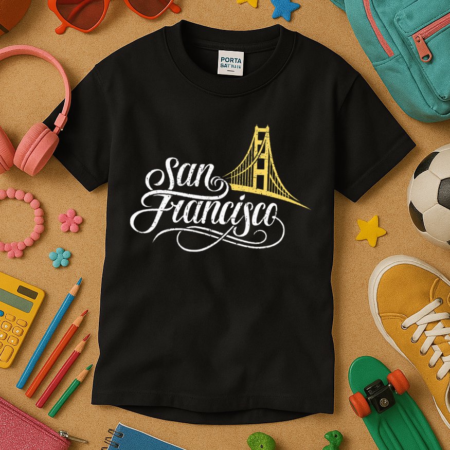 San Francisco California Golden Gate Bridge Vintage Kids T-Shirt