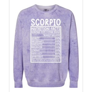 Scorpio Facts Cool Gift Funny Scorpio Birthday Zodiac Humor Cute Gift Colorblast Crewneck Sweatshirt