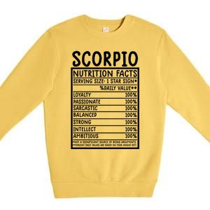 Scorpio Facts Cool Gift Funny Scorpio Birthday Zodiac Humor Cute Gift Premium Crewneck Sweatshirt