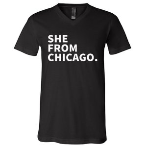 She From Chicago V-Neck T-Shirt