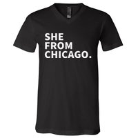 She From Chicago V-Neck T-Shirt