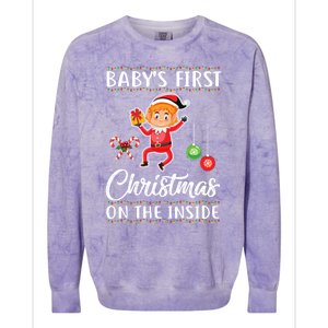 S First Christmas On The Inside Pregnancy Announcet Cute Gift Colorblast Crewneck Sweatshirt