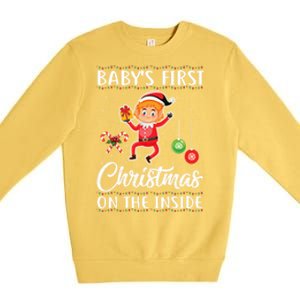 S First Christmas On The Inside Pregnancy Announcet Cute Gift Premium Crewneck Sweatshirt