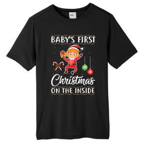 S First Christmas On The Inside Pregnancy Announcet Cute Gift Tall Fusion ChromaSoft Performance T-Shirt