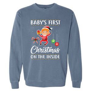 S First Christmas On The Inside Pregnancy Announcet Cute Gift Garment-Dyed Sweatshirt