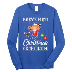 S First Christmas On The Inside Pregnancy Announcet Cute Gift Long Sleeve Shirt