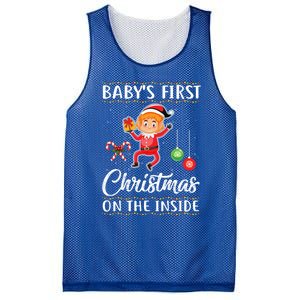 S First Christmas On The Inside Pregnancy Announcet Cute Gift Mesh Reversible Basketball Jersey Tank