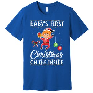 S First Christmas On The Inside Pregnancy Announcet Cute Gift Premium T-Shirt