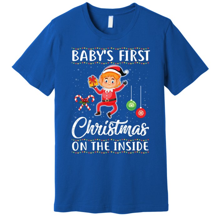 S First Christmas On The Inside Pregnancy Announcet Cute Gift Premium T-Shirt