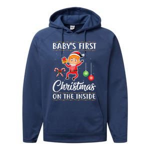 S First Christmas On The Inside Pregnancy Announcet Cute Gift Performance Fleece Hoodie