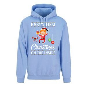 S First Christmas On The Inside Pregnancy Announcet Cute Gift Unisex Surf Hoodie