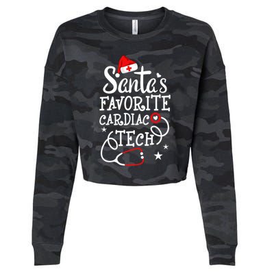 Santa's Favorite Cardiac Tech Christmas Cardiovascular Tech Gift Cropped Pullover Crew