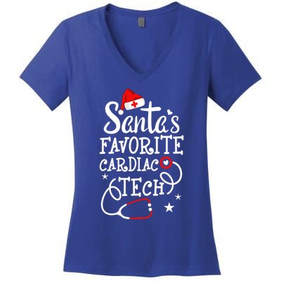 Santa's Favorite Cardiac Tech Christmas Cardiovascular Tech Gift Women's V-Neck T-Shirt