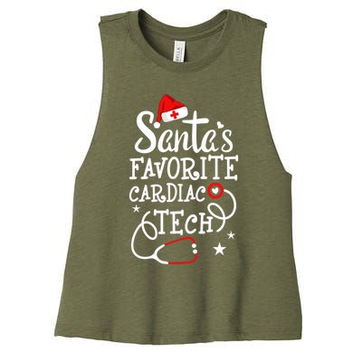 Santa's Favorite Cardiac Tech Christmas Cardiovascular Tech Gift Women's Racerback Cropped Tank