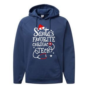 Santa's Favorite Cardiac Tech Christmas Cardiovascular Tech Gift Performance Fleece Hoodie