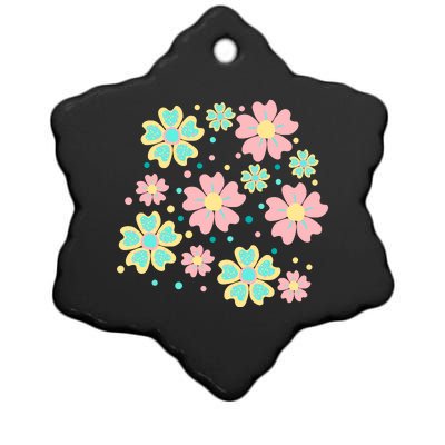 Spring Flower Cute Gift Ceramic Star Ornament