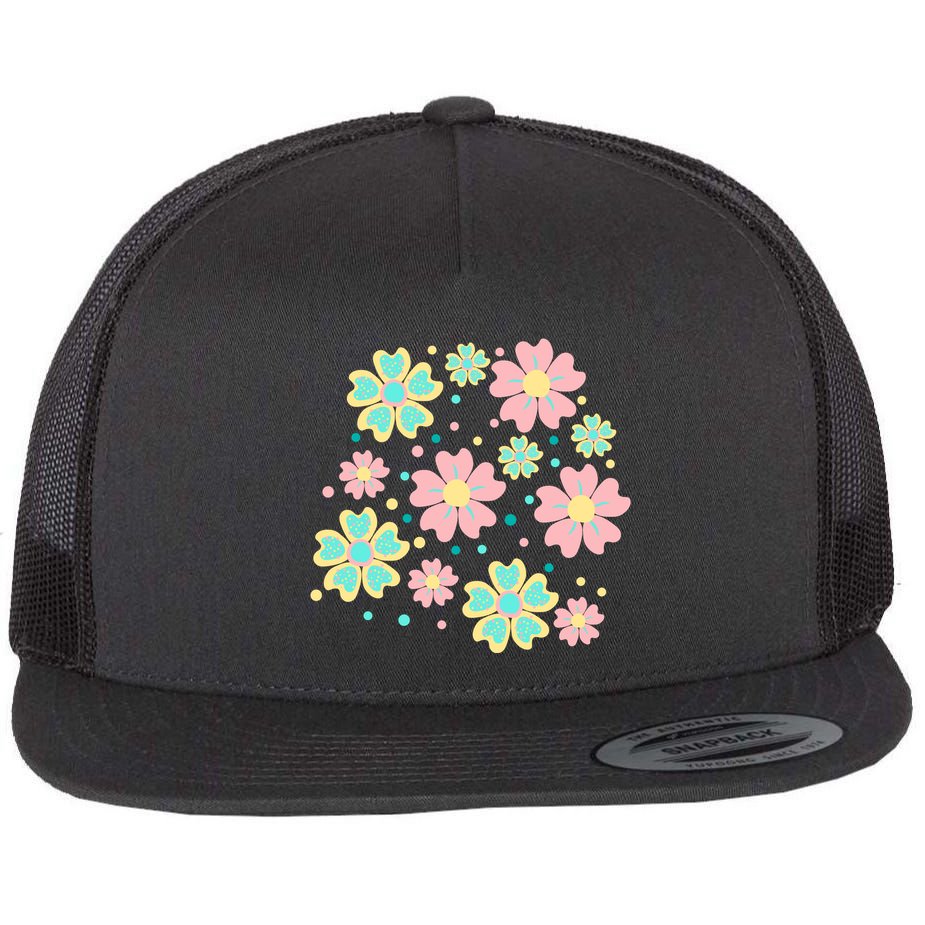 Spring Flower Cute Gift Flat Bill Trucker Hat