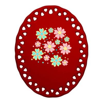 Spring Flower Cute Gift Ceramic Oval Ornament