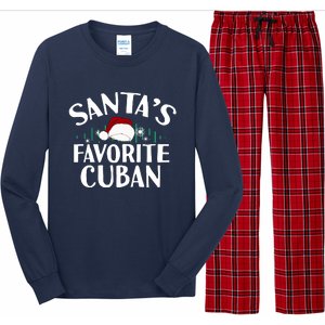 SantaS Favorite Cuban Christmas Santa Hat Pajama Long Sleeve Pajama Set