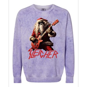 Sleigher Funny Christmas Heavy Metal Music Colorblast Crewneck Sweatshirt