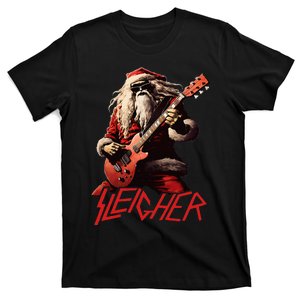 Sleigher Funny Christmas Heavy Metal Music T-Shirt