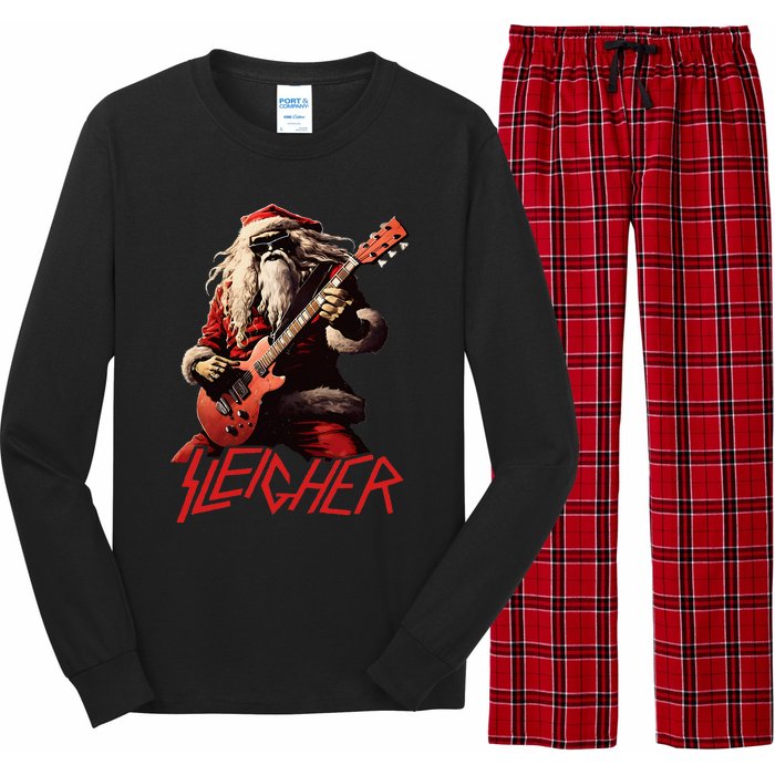 Sleigher Funny Christmas Heavy Metal Music Long Sleeve Pajama Set