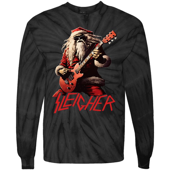 Sleigher Funny Christmas Heavy Metal Music Tie-Dye Long Sleeve Shirt