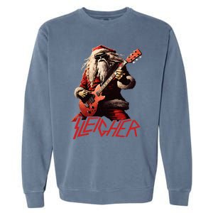 Sleigher Funny Christmas Heavy Metal Music Garment-Dyed Sweatshirt