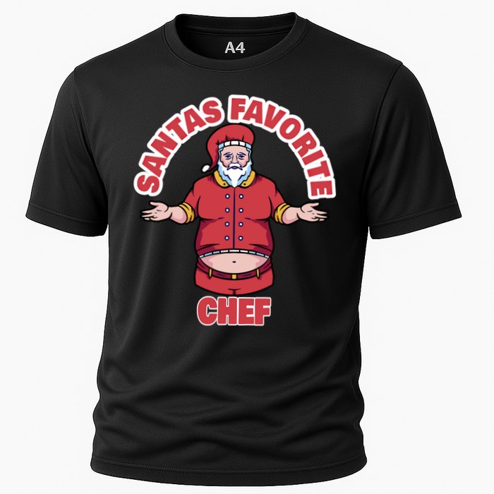 Santas Favorite Chef Funny Chef Gift Cooling Performance Crew T-Shirt