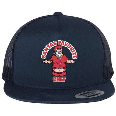 Santas Favorite Chef Funny Chef Gift Flat Bill Trucker Hat