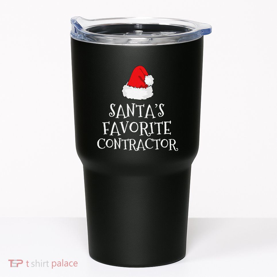 SantaS Favorite Contractor Christmas Hat Funny Xmas Tumbler