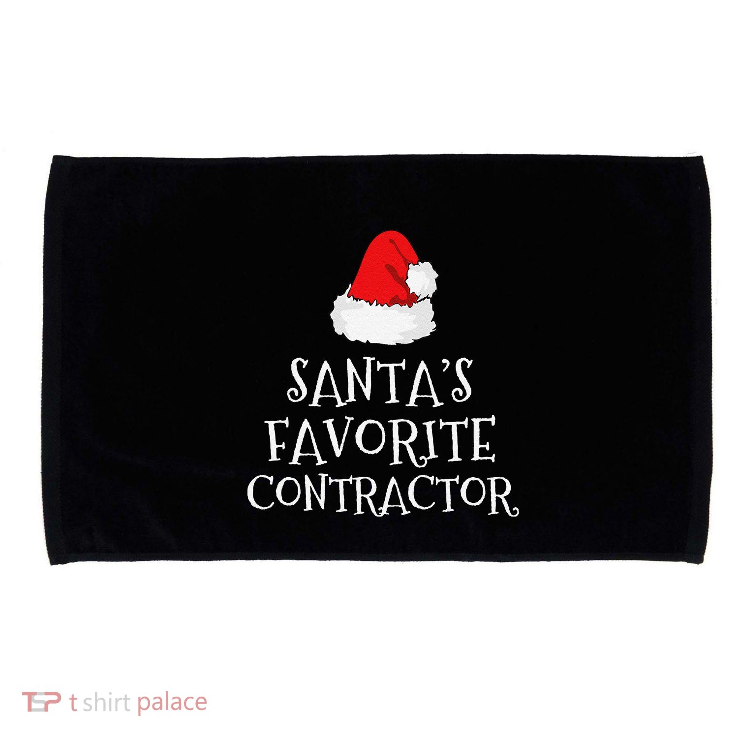 SantaS Favorite Contractor Christmas Hat Funny Xmas Microfiber Hand Towel