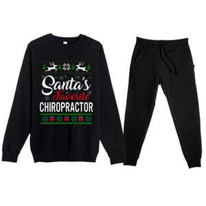 Santas Favorite Chiropractor Christmas Ugly Family Gift Premium Crewneck Sweatsuit Set