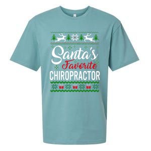 Santas Favorite Chiropractor Christmas Ugly Family Gift Sueded Cloud Jersey T-Shirt