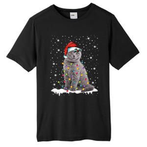 Scottish Fold Cat Funny Christmas Lights Xmas Kitten Gift Tall Fusion ChromaSoft Performance T-Shirt